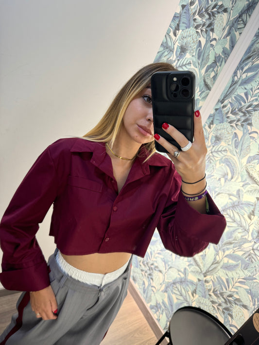 Camicia crop bordeaux